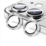 Fibaks Apple iPhone 12 Taşlı Parlak Kamera Lens Koruyucu Cam ve Çerçeve Kamera Koruma Lensi - Gümüş