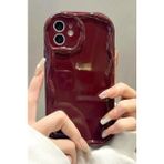 Fibaks Apple iPhone 12 Uyumlu Kılıf Kamera Korumalı Dalga Kenarlı Darbe Emici Bordo Silikon Kapak