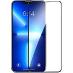 Fibaks Apple iPhone 13 Pro Max Tam Ekran Koruyucu Kırılmaz Cam 9H Temperli Koruma Dayanıklı 5D - Şeffaf