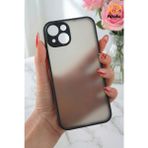 Fibaks Apple iPhone 14 Plus / 15 Plus Kılıf Mat Parmak Izi Yapmaz Kamera Korumalı Renkli Tuşlu Sert Silikon Kapak - Siyah