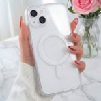 Fibaks Apple iPhone 14 Plus Kılıf Magsafe Wireless Kablosuz Şarj Destekli Şeffaf Darbe Emici Kapak