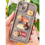 Fibaks Apple iPhone 14 Plus Kılıf Tasarımlı Desenli Kamera Korumalı Ayıcık Kahve Yumuşak Silikon Kapak - Cute Coco