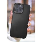 Fibaks Apple iPhone 14 Pro Max Kılıf Metal Çerçeve Hassas Butonlu Renkli Buzlu Şeffaf Transparan Kapak - Siyah