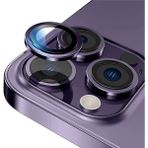 Fibaks Apple iPhone 14 Pro Renkli Lens Koruyucu Temperli Cam Koruma - Derin Mor