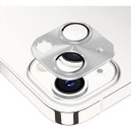 Fibaks Apple iPhone 14 Uyumlu Çerçeveli Tam Koruma Titanyum Kamera Lens Koruyucu - Gümüş - iP 14