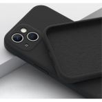 Fibaks Apple iPhone 15 Kamera Korumalı Lansman Içi Kadife Yumuşak Liquid Silikon Kılıf - Siyah