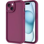 Fibaks Apple iPhone 15 Kılıf Kamera Korumalı Renkli Silikon Kapak - Mürdüm