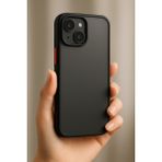 Fibaks Apple iPhone 15 Plus/14 Plus Kılıf Mat Parmak Izi Yapmaz Kamera Korumalı Renkli Tuşlu Sert Silikon - Siyah