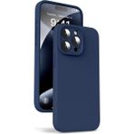 Fibaks Apple iPhone 15 Pro Max Kamera Korumalı Lansman Içi Kadife Yumuşak Liquid Silikon Kılıf - Lacivert