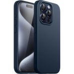 Fibaks Apple iPhone 15 Pro Max Kılıf Kadife Lansman Soft Yumuşak Liquid Silikon Kamera Korumalı Kapak - Lacivert