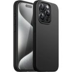 Fibaks Apple iPhone 15 Pro Max Kılıf Kadife Lansman Soft Yumuşak Liquid Silikon Kamera Korumalı Kapak - Siyah