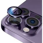 Fibaks Apple iPhone 15 Pro Max Renkli Lens Koruyucu Temperli Cam Koruma - Derin Mor