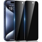 Fibaks Apple iPhone 15 Pro Uyumlu Tam Kapatan Tamperli Hayalet Gizlilik Filtreli Cam Ekran Koruyucu - Siyah