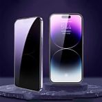 Fibaks Apple iPhone 15/14 Pro/16 Gizlilik Filtreli 150C Antistatik Hayalet Ekran Koruyucu Tam Kapatan Tamperli Kırılmaz Cam - Siyah
