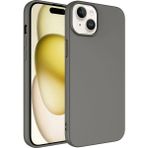 Fibaks Apple iPhone 15/14/13 Kılıf Kadife Lansman Soft Yumuşak Liquid Silikon Kamera Korumalı Kapak - Koyu Gri