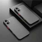 Fibaks Apple iPhone 16 Kılıf Mat Parmak Izi Yapmaz Kamera Korumalı Renkli Tuşlu Sert Silikon Kapak - Siyah