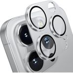 Fibaks Apple iPhone 16 Pro & Apple iPhone 16 Pro Max Uyumlu Çerçeveli Tam Koruma Kamera Lens Koruyucu - iPhone 16 Pro/Pro Max - Gümüş