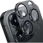 Fibaks Apple iPhone 16 Pro & Apple iPhone 16 Pro Max Uyumlu Çerçeveli Tam Koruma Kamera Lens Koruyucu - iPhone 16 Pro/Pro Max - Siyah