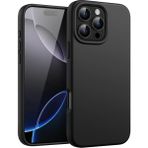 Fibaks Apple iPhone 16 Pro Kılıf Kadife Lansman Soft Yumuşak Liquid Silikon Kamera Korumalı Kapak - Siyah
