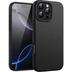Fibaks Apple iPhone 16 Pro Max Kılıf Kadife Lansman Soft Yumuşak Liquid Silikon Kamera Korumalı Kapak - Siyah