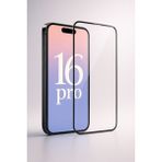 Fibaks Apple iPhone 16 Pro Uyumlu Tam Kapatan Tamperli Cam Ekran Koruyucu Kırılmaz Cam - Şeffaf
