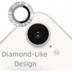 Fibaks Apple iPhone 16E (2 Adet) Parlak Taşlı Kamera Koruma Renkli Lens Koruyucu Temperli Cam - Gümüş