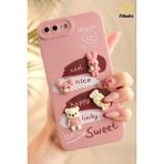 Fibaks Apple iPhone 7 / 8 Plus Uyumlu Kılıf Tasarımlı Desenli Kamera Korumalı Tavşan Pembe Yumuşak Silikon Kap - iPhone 7/8 Plus - Cute Sweet