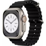 Fibaks Apple Watch 10/11/9/8/7/6/5/4/3/SE/ULTRA/HK/PRO/MAX 49MM 46MM 45MM 44MM 42MM Uyumlu Kordon Silikon Kabartmalı Ocean Loop Kayış Bileklik - Siyah