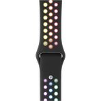 Fibaks Apple Watch 11/10 46MM 9/8/7/6/5/4/3/SE/ULTRA/HK/PRO/MAX 49MM 45MM 44MM Uyumlu Kordon Kayış Bileklik Delikli Spor Band - Siyah - Gökkuşağı