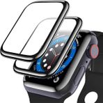 Fibaks Apple Watch 7 8 41MM Uyumlu Tam Kaplayan Ultra Ince Kavisli Siyah Çerçeveli Saat Ekran Koruyucu Pet - Apple 41mm