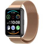 Fibaks Huawei Watch Fit 2 Uyumlu Meta Hasır Örgü Mıknatıslı Kordon Kayış - Rose