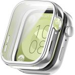 Fibaks Huawei Watch Fit 3 Yumuşak Silikom Kasa ve Ekran Koruyucu 360 Tam Koruma Kapak - HW Fit 3 - Gümüş