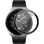 Fibaks Huawei Watch Gt 3 Pro 46MM Uyumlu Tam Kaplayan Ultra Ince Kavisli Siyah Çerçeveli Saat Ekran Koruyucu Pet