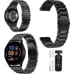 Fibaks Huawei Watch GT2E Kordon Paslanmaz Çelik Stainless Steel Baklalı Ayarlanabilir Akıllı Saat Kordonu - Siyah