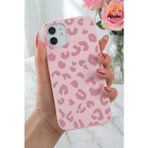 Fibaks iPhone 12/12 pro Kılıf Pembe Leopar Desenli Ince Yumuşak Silikon