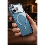 Fibaks iPhone 17 Pro Max Berrak Lacivert Transparan Ince Saydam Sert Darbe Korumalı Magsafe Kılıf