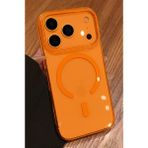 Fibaks iPhone 17 Pro Max Ultra İnce Transparan Turuncu Saydam Sert Darbe Korumalı Magsafe Kılıf
