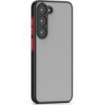 Fibaks S23 Kılıf Mat Parmak Izi Yapmaz Kamera Korumalı Renkli Tuşlu Sert Silikon Hux Kapak - Galaxy S23 - Siyah