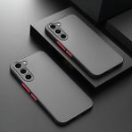 Fibaks Samsung Galaxy A16 Kılıf Mat Parmak Izi Yapmaz Kamera Korumalı Renkli Tuşlu Sert Silikon Kapak - Siyah