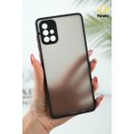 Fibaks Samsung Galaxy M51 Kılıf Mat Parmak Izi Yapmaz Kamera Korumalı Renkli Tuşlu Sert Silikon Kapak - Siyah