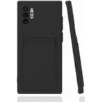 Fibaks Samsung Galaxy Note 10 Plus Kılıf Kamera Korumalı Kartlıklı Cüzdanlı Kırmızı Tuşlu Siyah Silikon Kapak