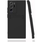 Fibaks Samsung Galaxy Note 20 Ultra Kılıf Kamera Korumalı Kartlıklı Cüzdanlı Kırmızı Tuşlu Siyah Silikon Kapak