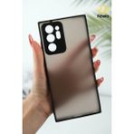 Fibaks Samsung Galaxy Note 20 Ultra Kılıf Mat Parmak Izi Yapmaz Kamera Korumalı Renkli Tuşlu Sert Silikon - Siyah