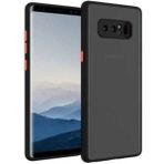 Fibaks Samsung Galaxy Note 8 Kılıf Mat Parmak Izi Yapmaz Kamera Korumalı Renkli Tuşlu Sert Silikon - Siyah