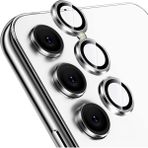 Fibaks Samsung Galaxy S24 Fe Kamera Koruma Renkli Lens Koruyucu Temperli Cam Koruma - Gümüş