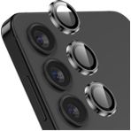 Fibaks Samsung Galaxy S24 Plus Uyumlu Uygulama Aparatlı 3 Parça Kamera Lens Koruyucu Cam Kamera Koruma - Siyah - Galaxy S24+
