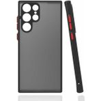 Fibaks Samsung Galaxy S24 Ultra Kılıf Mat Parmak Izi Yapmazlı Renkli Tuşlu Sert - Siyah