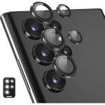 Fibaks Samsung Galaxy S24 Ultra Uyumlu Uygulama Aparatlı 5 Parça Kamera Lens Koruyucu Cam - Siyah