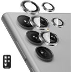 Fibaks Samsung Galaxy S24 Ultra Uyumlu Uygulama Aparatlı 5 Parça Kamera Lens Koruyucu Cam - Titanyum Gri