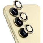 Fibaks Samsung Galaxy S24 Uyumlu Uygulama Aparatlı 3 Parça Kamera Lens Koruyucu Cam Kamera Koruma - Gold